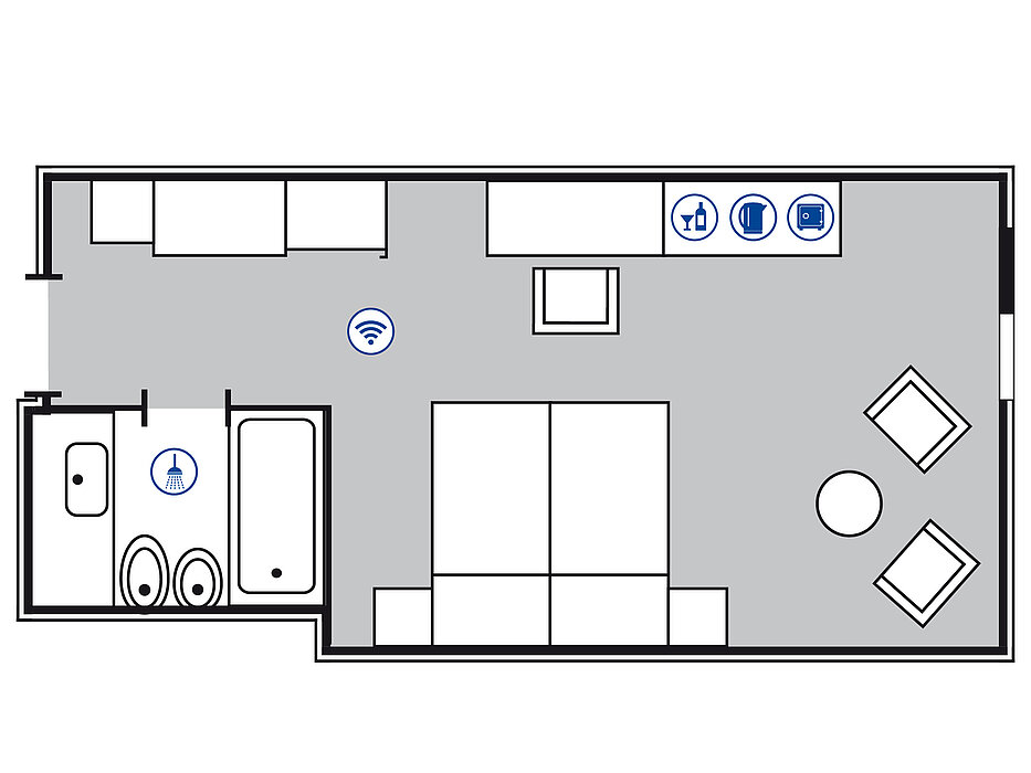 Room floor plan Superior room | Maritim Hotel Königswinter