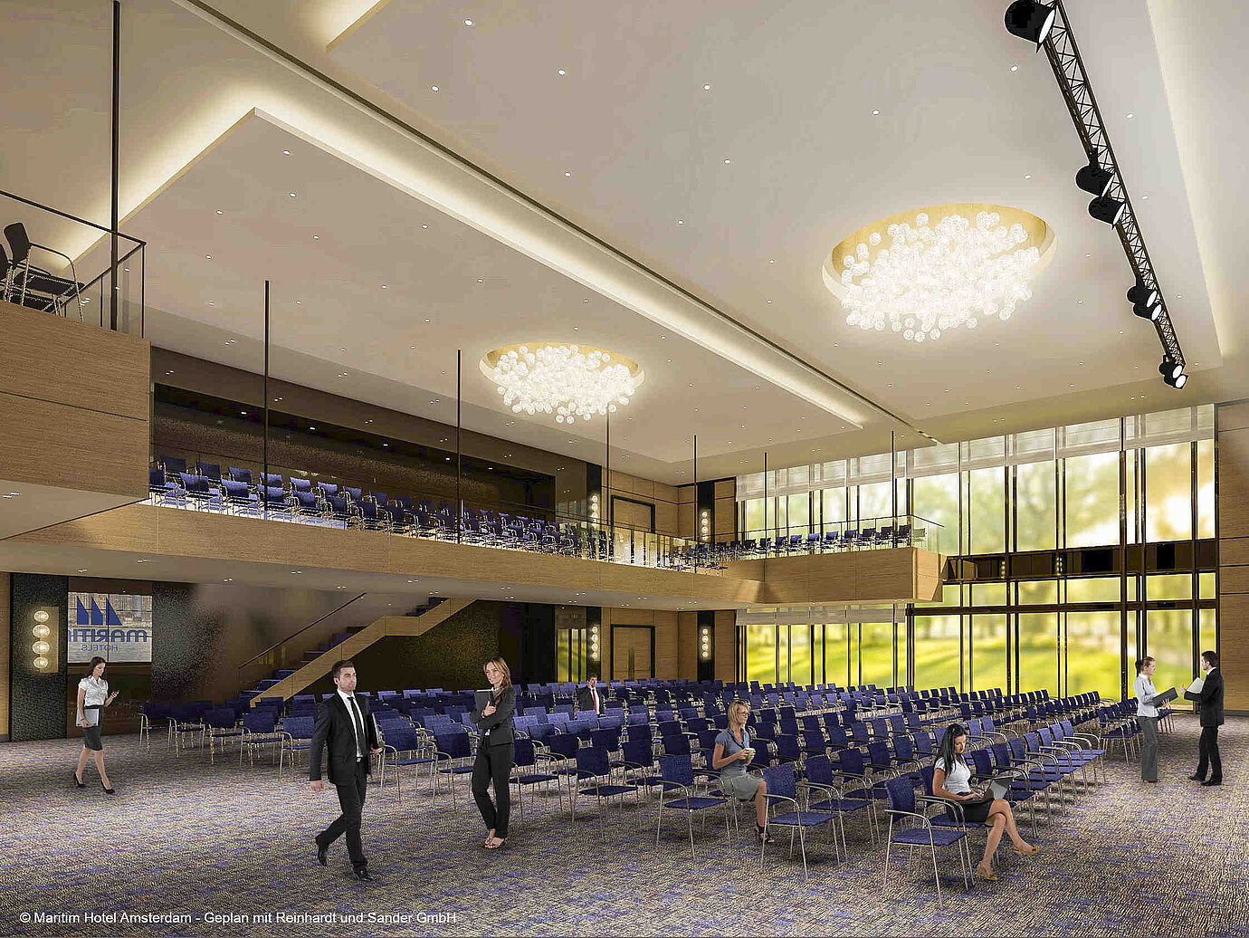 Saal Amsterdam  Modern conference hall at Maritim Hotel Amsterdam with glass front and gallery