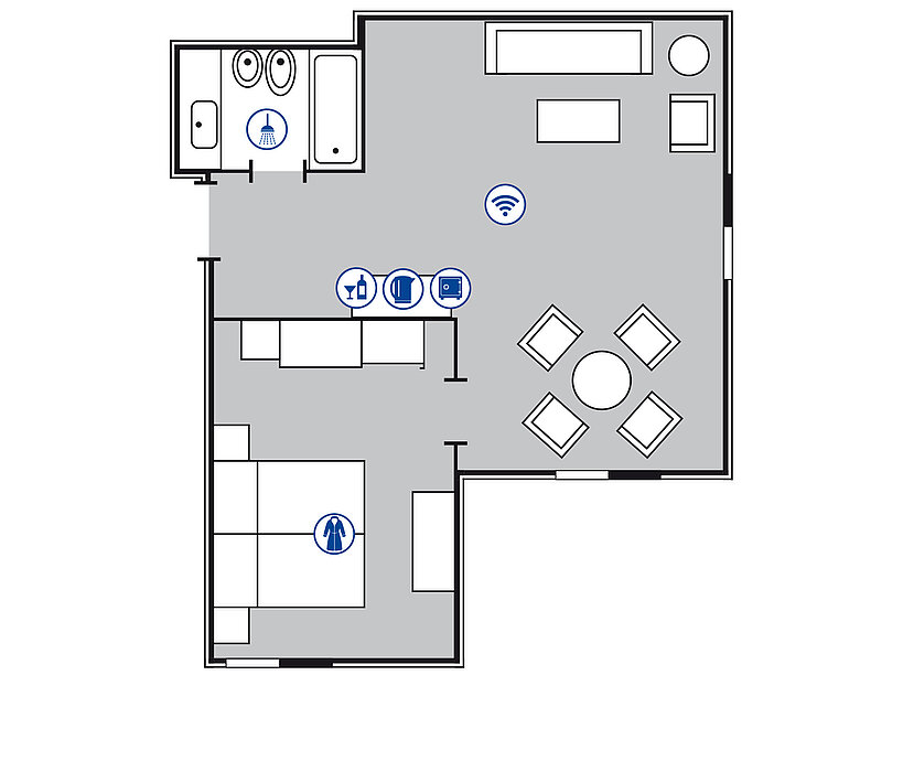 Room floor plan Junior suite | Maritim Hotel Königswinter