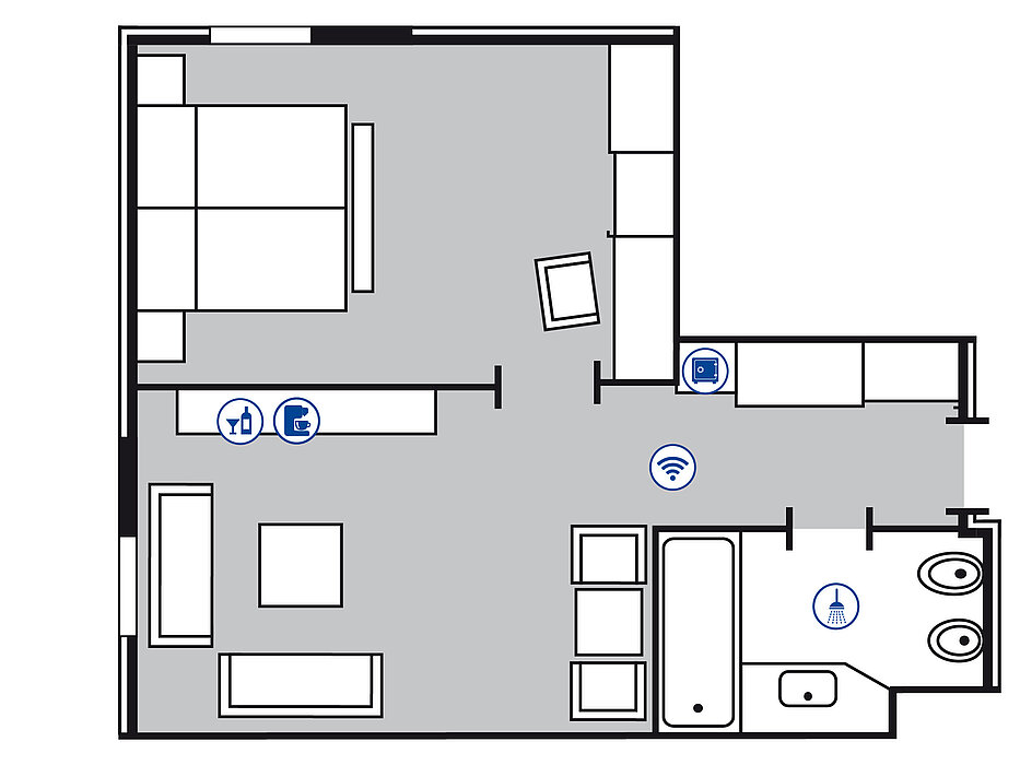 Room floor plan Junior suite | Maritim Hotel Düsseldorf