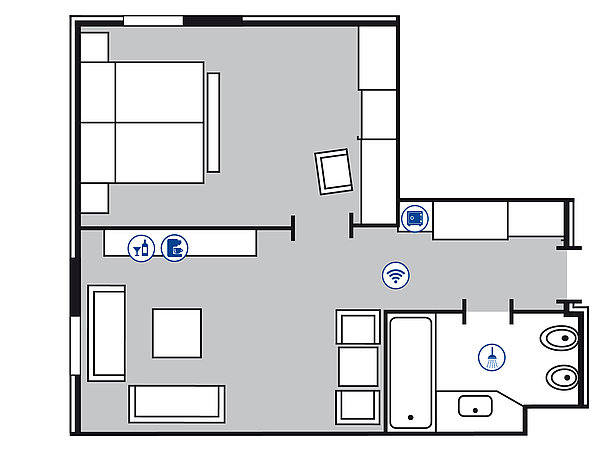 Room floor plan Junior suite | Maritim Hotel Düsseldorf