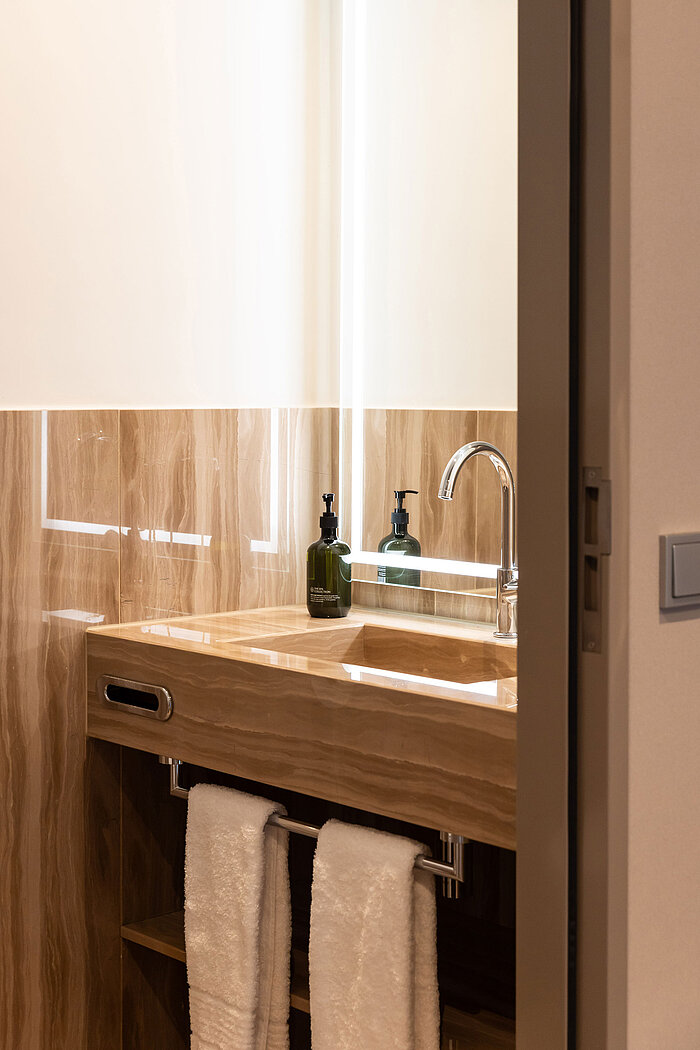 Elegant bathroom at Maritim Hotel Amsterdam with modern sink and mirror
