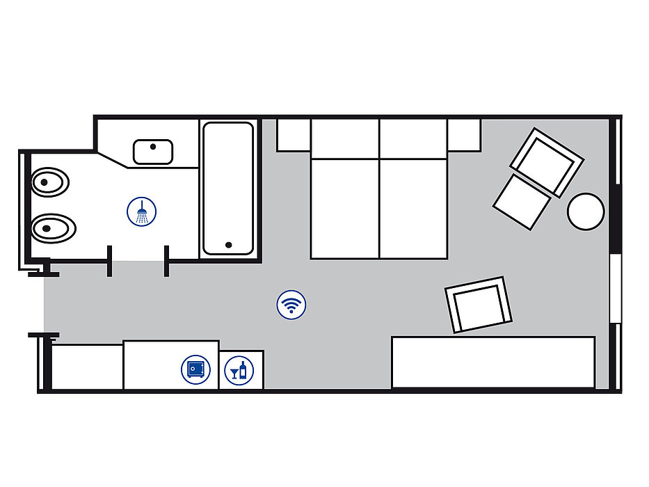 Room floor plan Superior room | Maritim Hotel Düsseldorf 