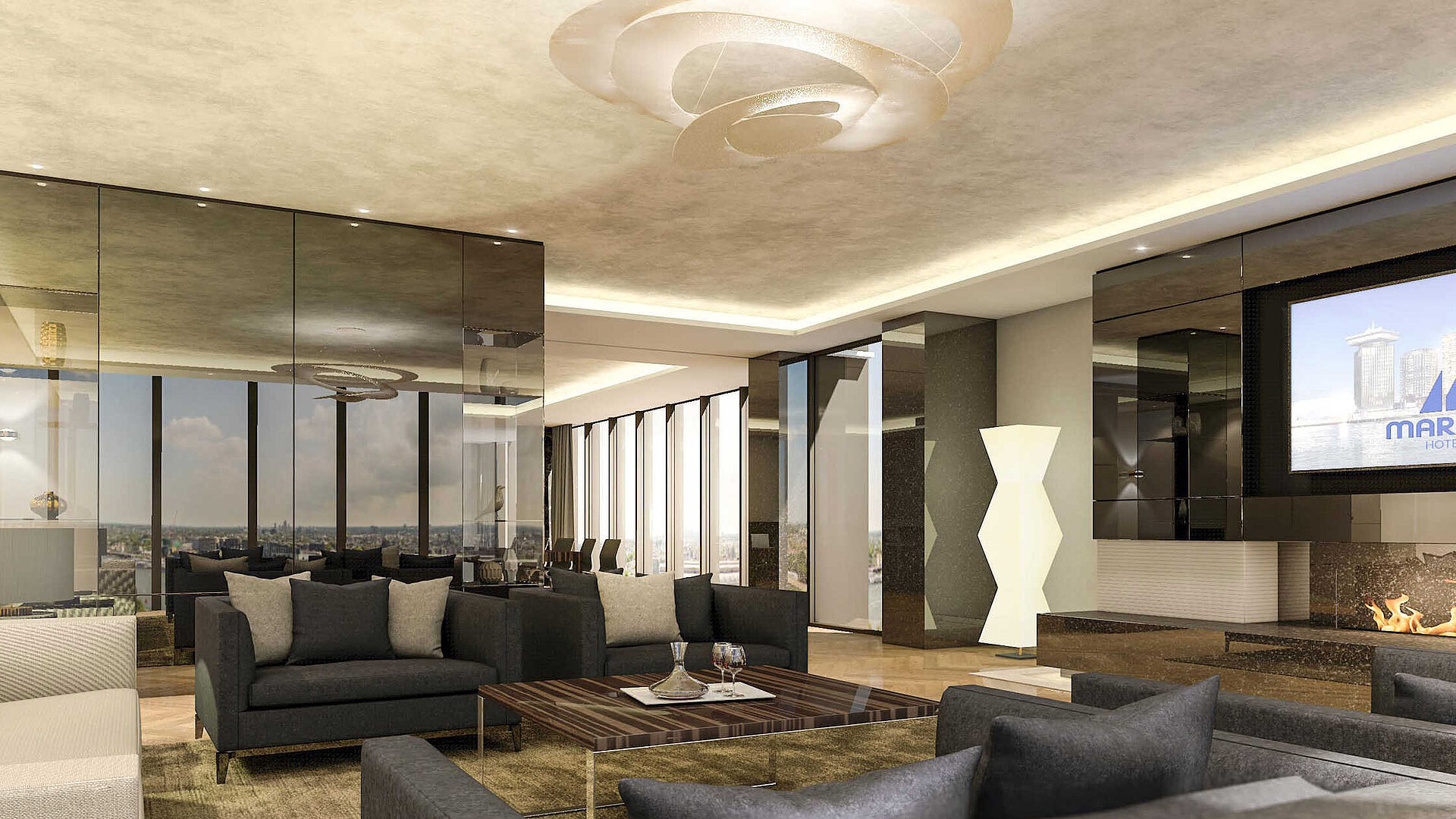 Presidential suite Modern lounge at Maritim Hotel Amsterdam with stylish interior design