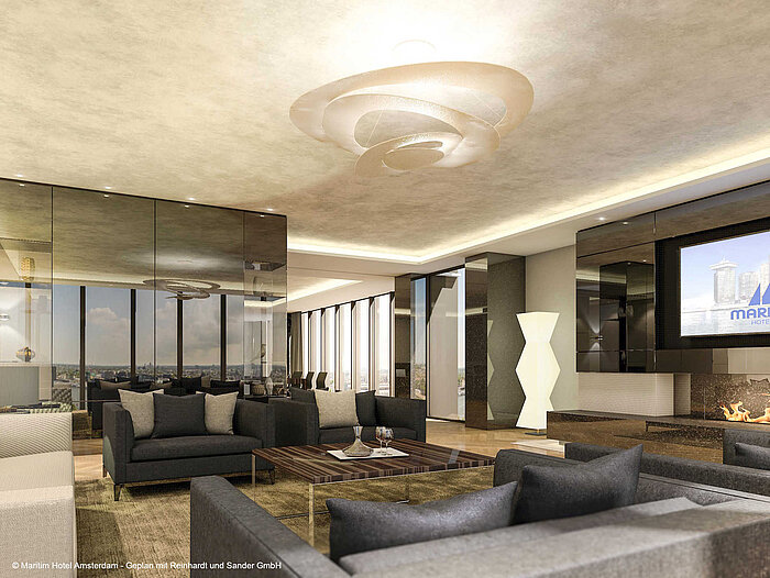 Modern lounge at Maritim Hotel Amsterdam with stylish interior design