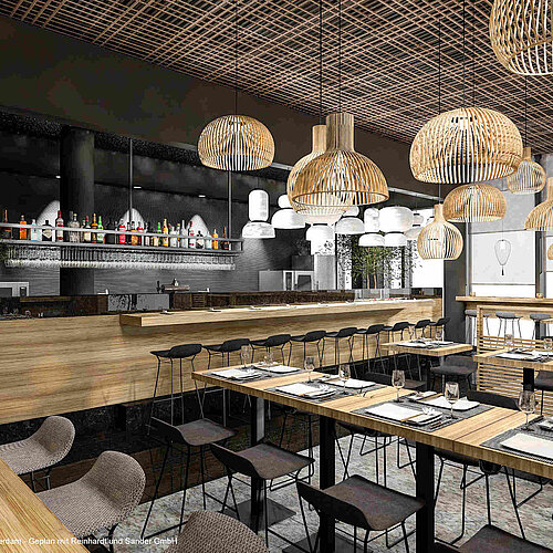 Modern restaurant at Maritim Hotel Amsterdam with stylish interior and set tables