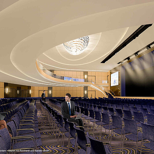 Conference hall at Maritim Hotel Amsterdam with stage and modern lighting design