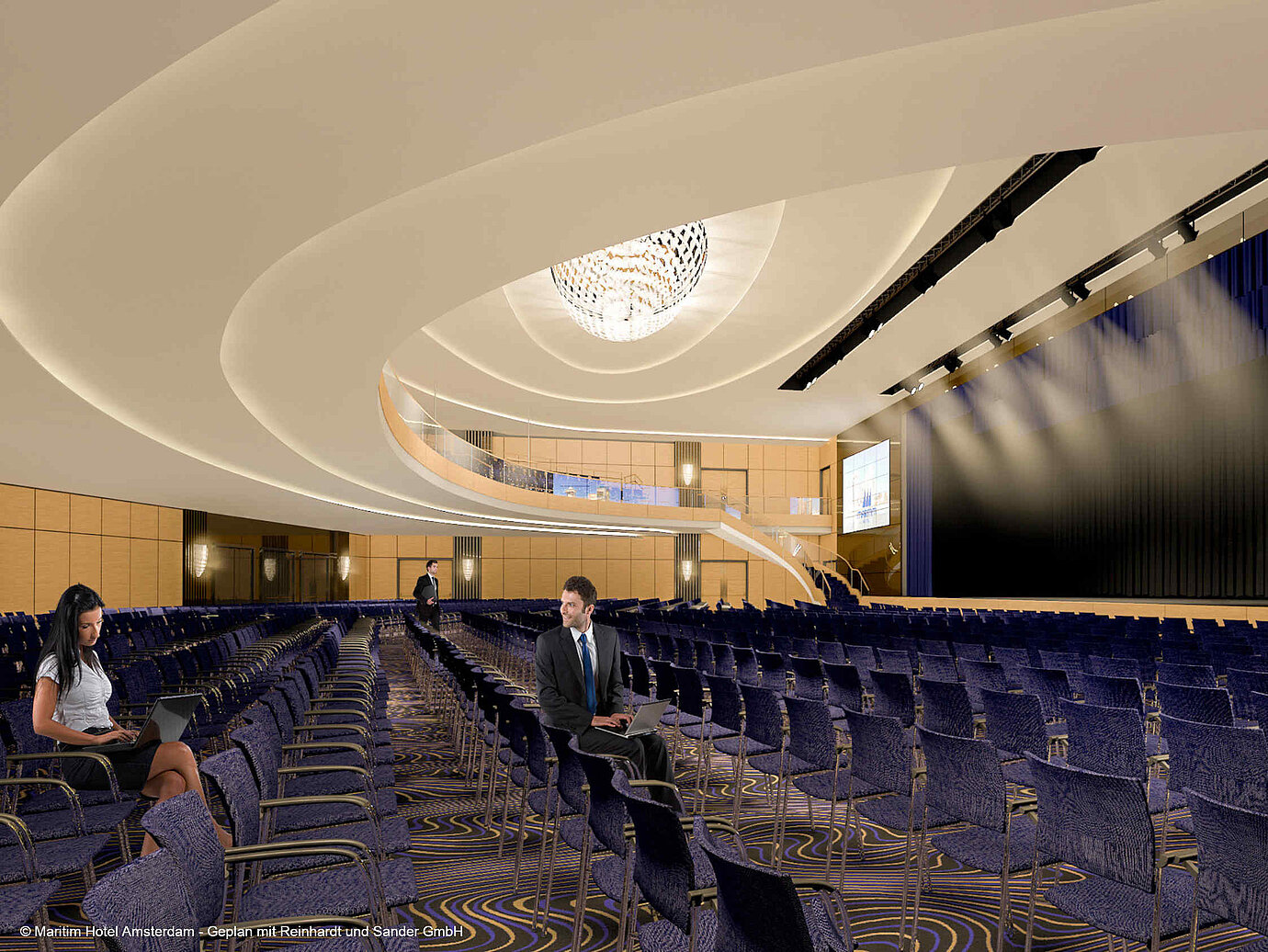Conference hall at Maritim Hotel Amsterdam with stage and modern lighting design